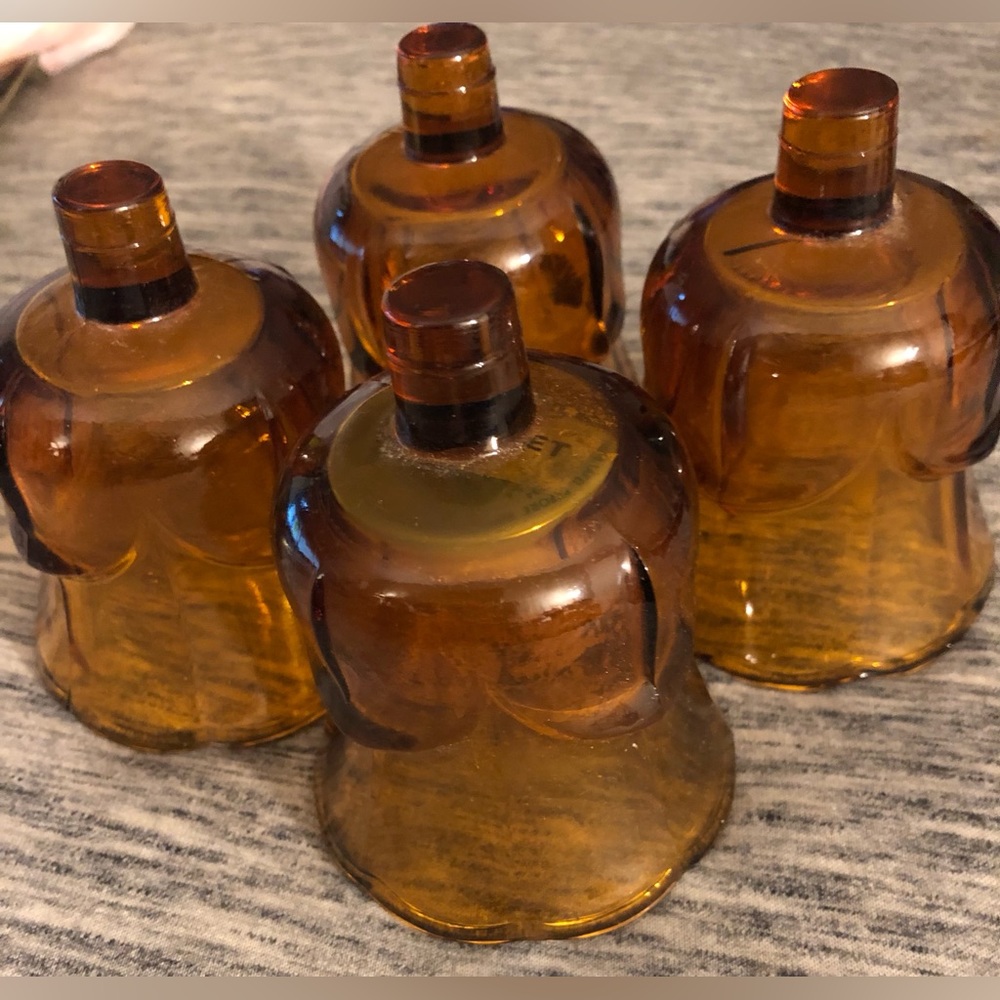 4 Lotus Amber Tulip Glass Peg Votive Cups  Homco Home Interior
